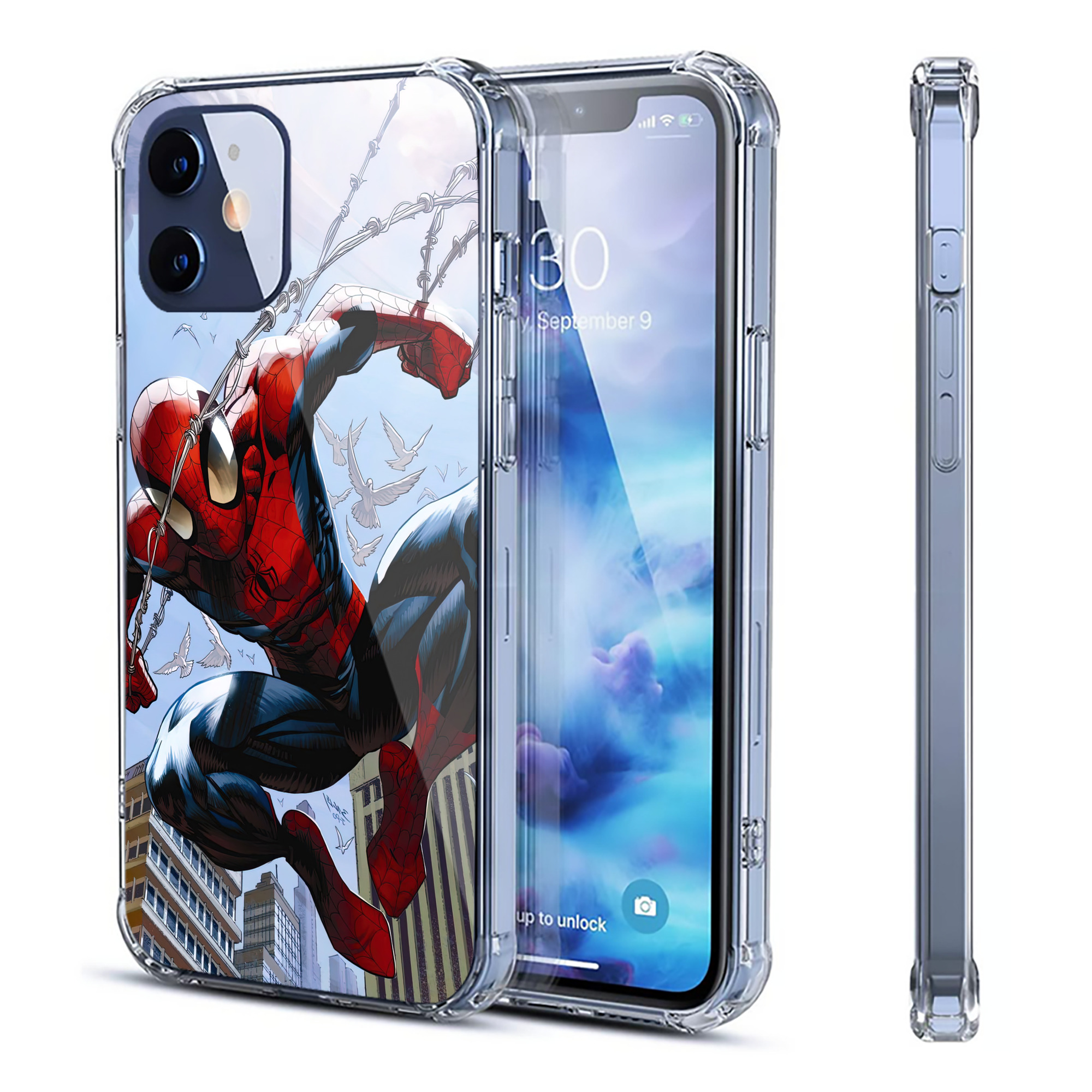 （画像用） Spider Man スパイダーマン 【iPhone 12シリーズ対応】透明スマホケース（クリアソフトケース）